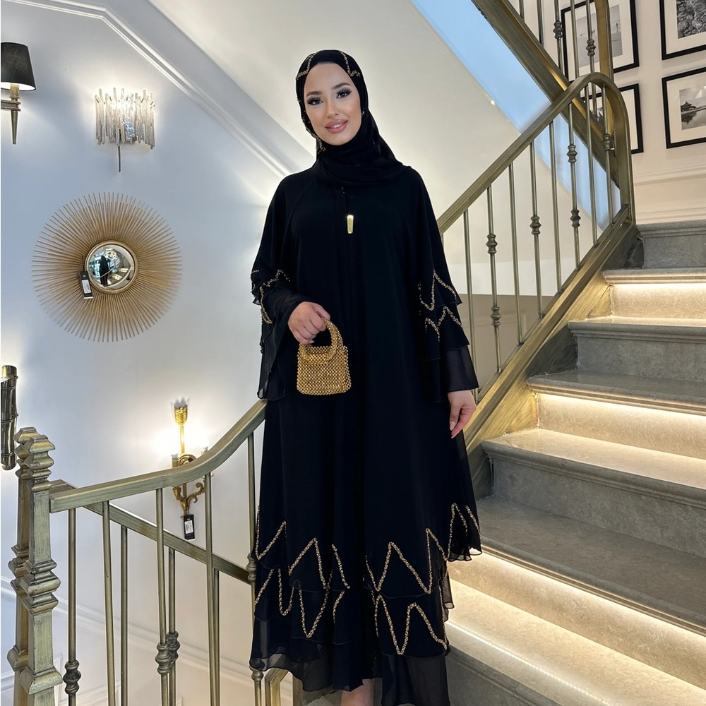 Elegant Black Dress with Gold Accents